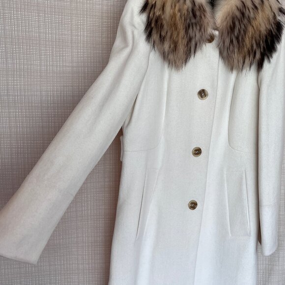 VINTAGE Anne Klein Y2K Angora Wool Coat Fur Collar Cozy Soft Warm Coat … - Picture 10 of 16